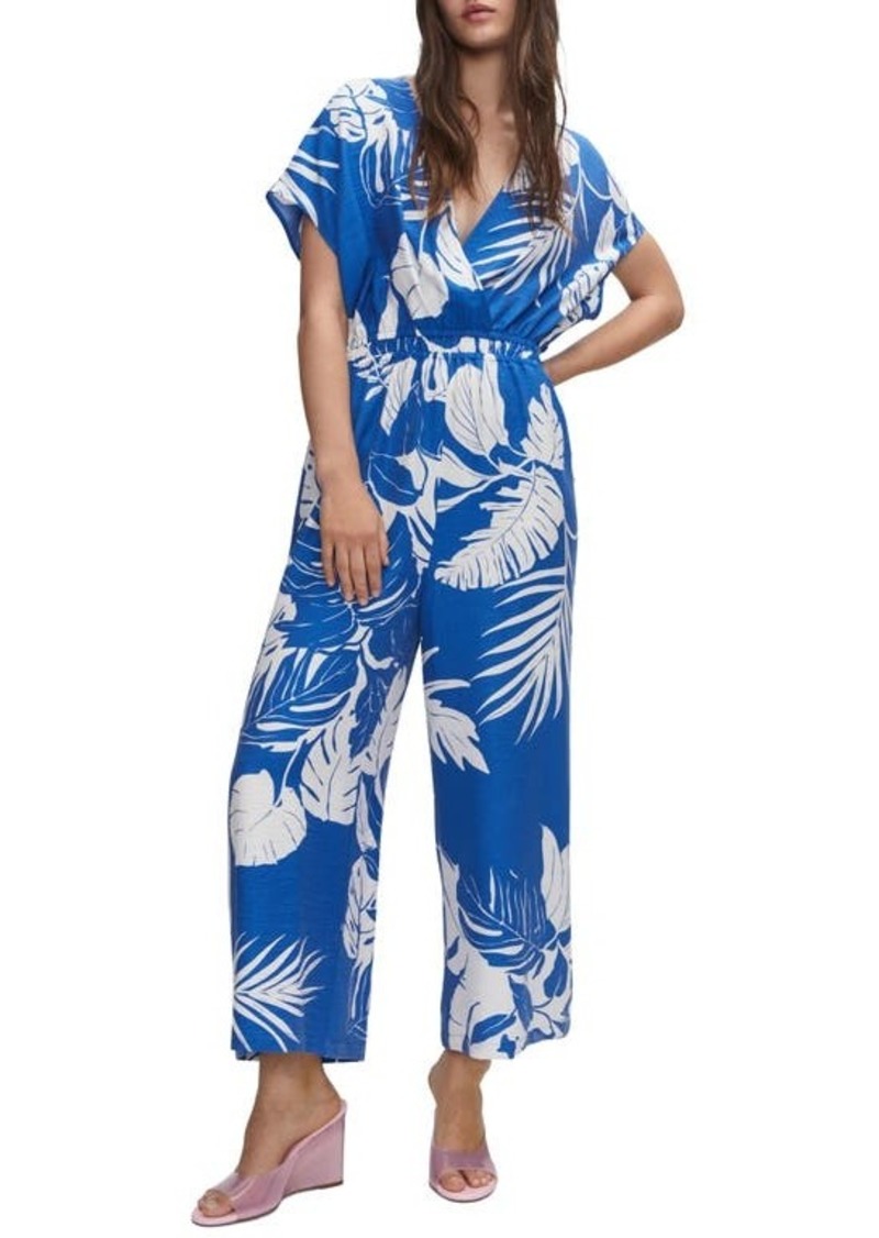 MANGO Tropical Palm Print Jumpsuit