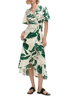 MANGO Tropical Print Short Sleeve Wrap Dress