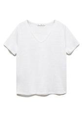 MANGO V-neck Linen T-Shirt