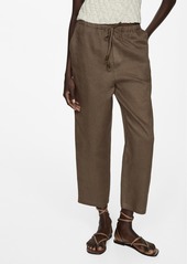 Mango Women's 100% Linen Jogger Trousers - Medium Brown