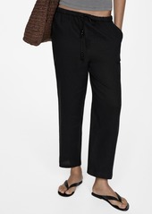 Mango Women's 100% Linen Jogger Trousers - Medium Brown