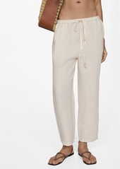 Mango Women's 100% Linen Jogger Trousers - Medium Brown