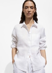 Mango Women's 100% Linen Long Sleeve Shirt - Off White