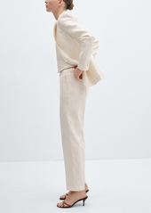 Mango Women's 100% Linen Suit Trousers - Light Beig
