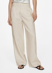 Mango Women's 100% Linen Wideleg Pants - Light Beige