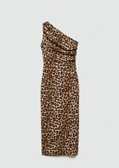 Mango Women's Asymmetrical Animal Print Dress - Beige