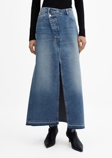 Mango Women's Asymmetrical Denim Skirt - Open Blue
