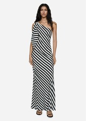 Mango Women's Asymmetrical Striped Dress - White