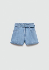 Mango Women's Belt Detail Denim Shorts - Medium Blue