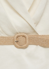 Mango Women's Belt Linen Dress - Off White