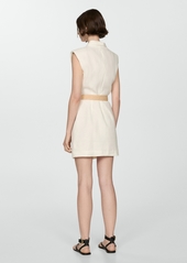 Mango Women's Belt Linen Dress - Off White