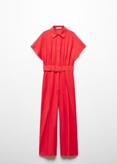 Mango Women's Belt Long Jumpsuit - Bright Red