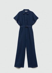 Mango Women's Belt Long Jumpsuit - Night Blue