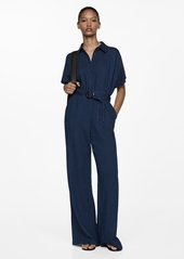 Mango Women's Belt Long Jumpsuit - Night Blue