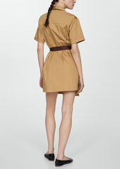 Mango Women's Belt Shirt Dress - Medium Brown