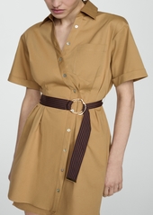 Mango Women's Belt Shirt Dress - Medium Brown