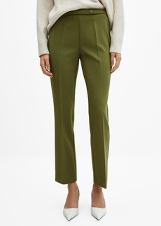 Mango Women's Belt Straight-Fit Pants - Green