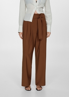 Mango Women's Belt Straight-Fit Pants - Brown