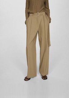 Mango Women's Belt Straight-Fit Pants - Khaki
