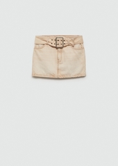 Mango Women's Belted Denim Mini-Skirt - Sand