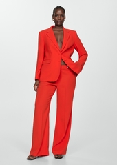 Mango Women's Belted Wide Leg Pants - Coral Red