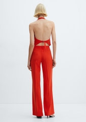 Mango Women's Belted Wide Leg Pants - Coral Red