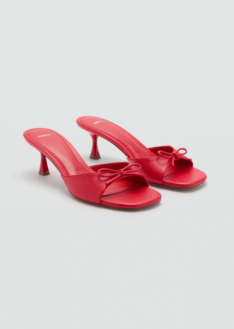 Mango Women's Bow Detail Heeled Sandals - Red