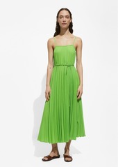 Mango Women's Bow Detail Pleated Dress - Green