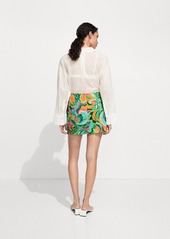 Mango Women's Bow Detail Printed Mini-Skirt - Green