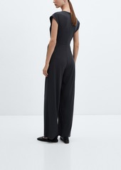 Mango Women's Bow Long Jumpsuit - Charcoal