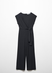 Mango Women's Bow Long Jumpsuit - Charcoal