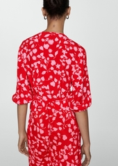 Mango Women's Bow Printed Blouse - Red