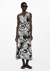 Mango Women's Bow Printed Dress - Black