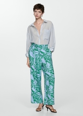 Mango Women's Bow Printed Pants - Green