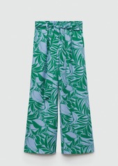 Mango Women's Bow Printed Pants - Green