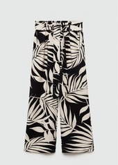 Mango Women's Bow Printed Pants - Green