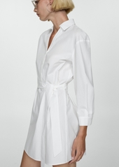 Mango Women's Bow Shirt Dress - White