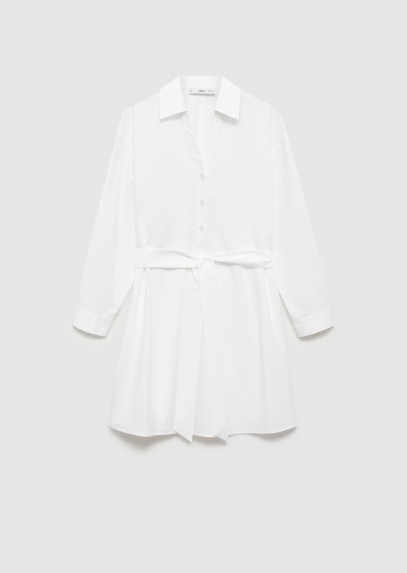 Mango Women's Bow Shirt Dress - White