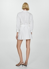 Mango Women's Bow Shirt Dress - White