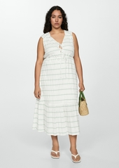 Mango Women's Bow Striped Dress - Off White