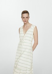 Mango Women's Bow Striped Dress - Off White