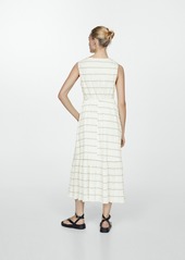 Mango Women's Bow Striped Dress - Off White