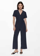 Mango Women's Bow Wrap Jumpsuit - Dark Navy