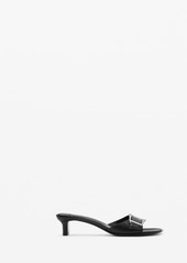 Mango Women's Buckle Leather Sandals - Black