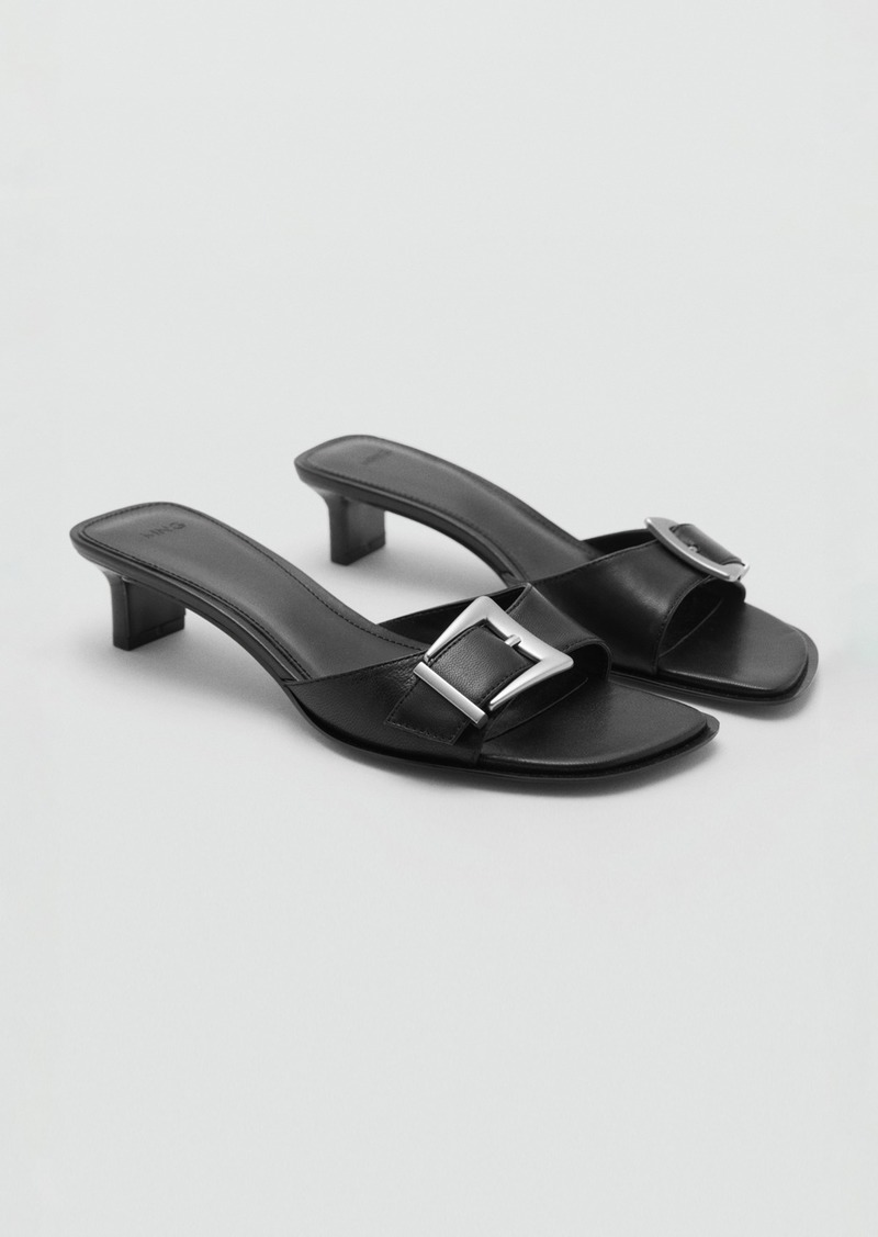 Mango Women's Buckle Leather Sandals - Black