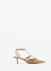 Mango Women's Buckles Detail Heeled Shoes - Nude