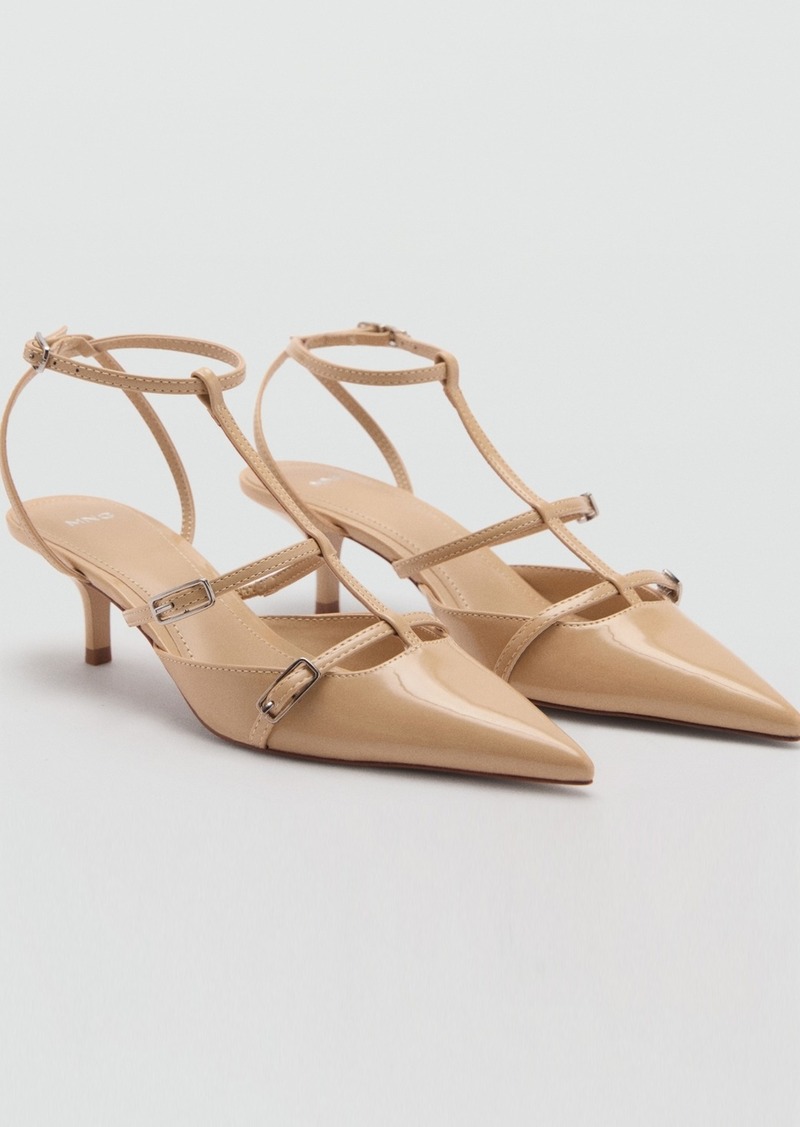 Mango Women's Buckles Detail Heeled Shoes - Nude