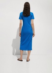 Mango Women's Button Crochet Dress - Blue