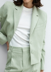 Mango Women's Buttons Detail Cropped Blazer - Green