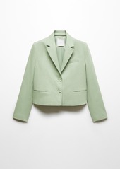 Mango Women's Buttons Detail Cropped Blazer - Green